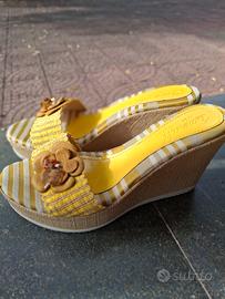 Sandali sabot con zeppa gialli n.39 (calza 38)