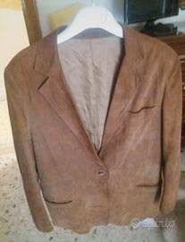 Giacca uomo vintage vera pelle camosciata 48 