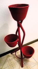 Porta vasi d'appartamento (midollino - 3 vasi)