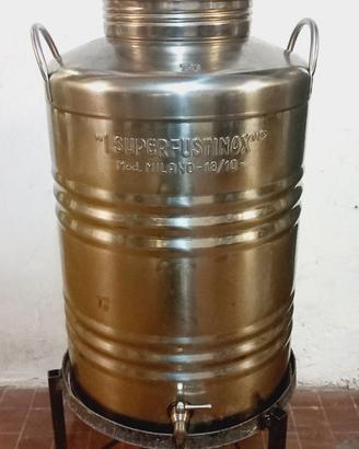 Fusto Inox 50l con rubinetto e carrello