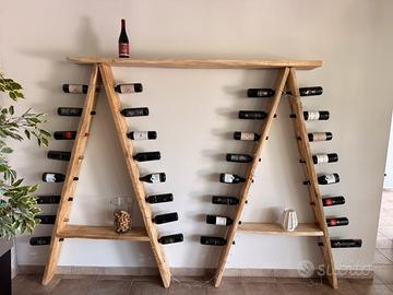 Bottigliera in legno di rovere fatta a mano