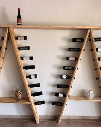 Bottigliera in legno di rovere fatta a mano