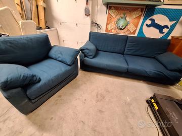 Divano 3 posti + poltrona blu