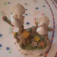 Coppia di colombe in ceramica