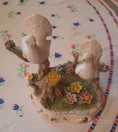 Coppia di colombe in ceramica