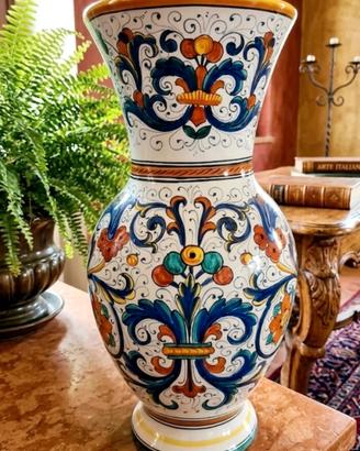 Grande vaso ceramica maiolicata Deruta 49 cm