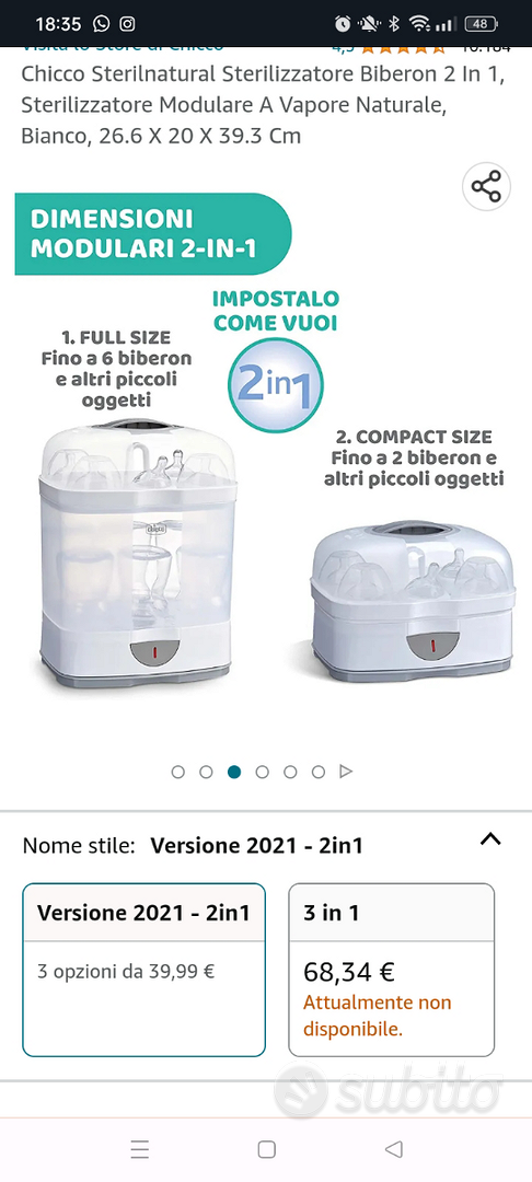 Sterilizzatore Biberon 2 In 1 - Tutto per i bambini In vendita a Vicenza