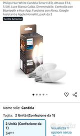 2 lampadine Philips Hue E14 White come nuove