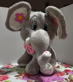 Peluche Elefante con Fiocco Rosa