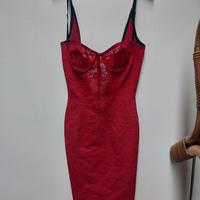 Dolce & Gabbana abito bustier pizzo rosso 