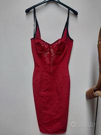 Dolce & Gabbana abito bustier pizzo rosso 