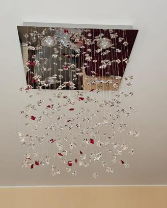 Lampadario led con pendenti in cristallo Swarovski