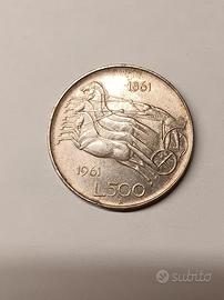 500 Lire centenario unità d'Italia