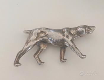 Cane da caccia  art decò in argento pieno