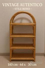 Scaffale in bambù e rattan vintage – 4 ripiani – s