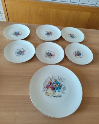 servizio di piatti da dolce in porcellana tedesca