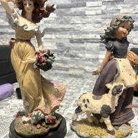 2 statuette decorative vintage stile country