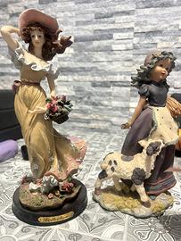 2 statuette decorative vintage stile country