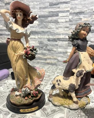 2 statuette decorative vintage stile country