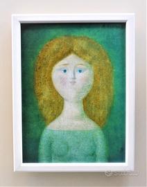 Quadro Fanciulla di Antonio Bueno con cornice