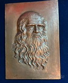 Fusione targa bronzo Leonardo da Vinci