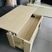 Tavolino basso sollevabile giallo/beige