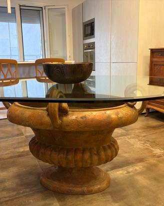 Tavolo in vetro con base ad anfora originale Paolo