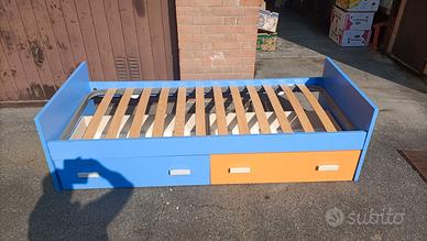 Letto singolo con cassetti e rete a doghe