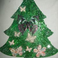 Albero abete legno dipinto farfalle 20x25 brillant
