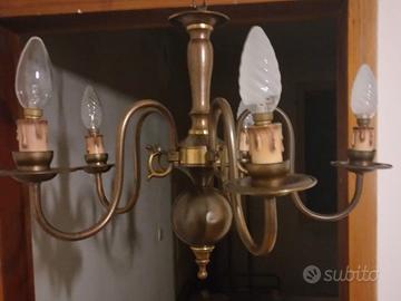 Lampadario vintage in bronzo 5 braccia
