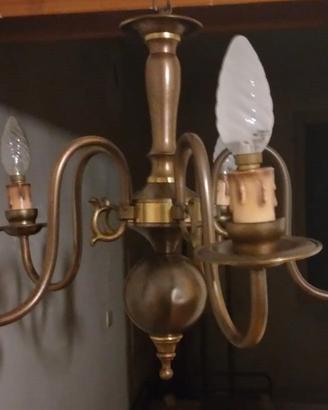 Lampadario vintage in bronzo 5 braccia