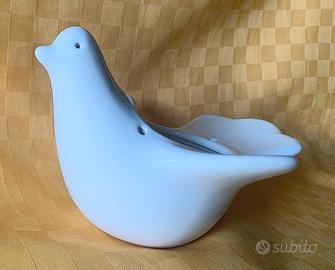 Porta vaso in ceramica a forma di colomba