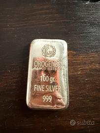 Lingotto argento 100 grammi