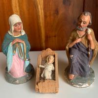 Natività antica in gesso dipinta a mano