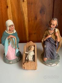 Natività antica in gesso dipinta a mano