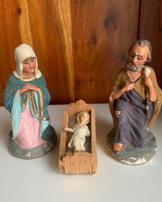 Natività antica in gesso dipinta a mano