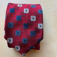 Cravatta Tino Cosma, 100% seta. Bordeaux e quadri