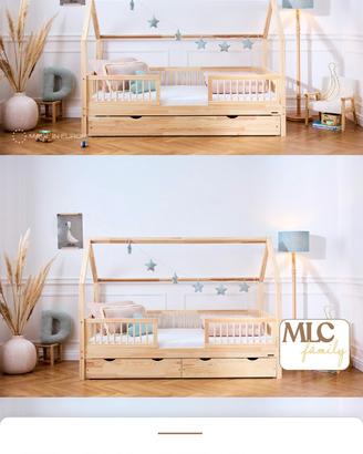 letto montessoriano doppio in legno 70x160