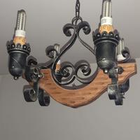 Lampadario legno massello arte povera