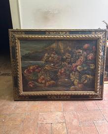 Dipinto Antico Olio su Tela - Natura Morta Firmato