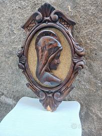 Bassorilievo in legno intagliato Vintage – Madonna