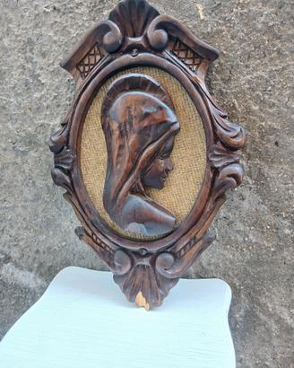 Bassorilievo in legno intagliato Vintage – Madonna