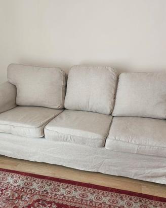 Divano 3 posti beige pouff