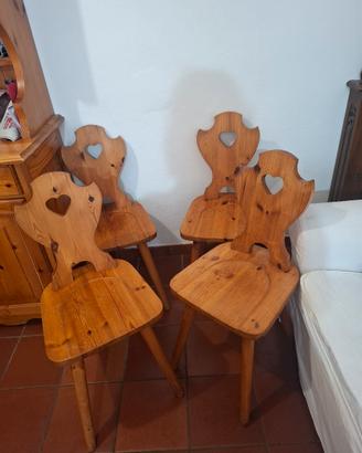 4 sedie in pino massello