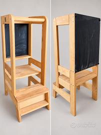 Torre Montessori in legno con lavagna