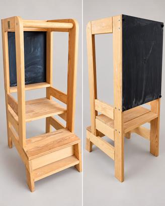 Torre Montessori in legno con lavagna