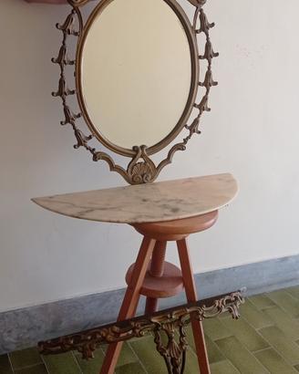 Consolle da parete marmo e specchio, anni '50-'60