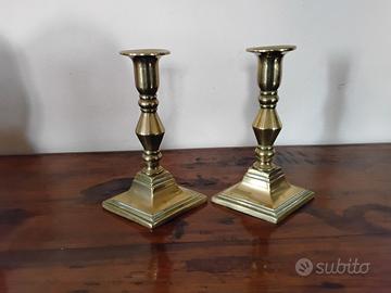 Paio di Portacandele in ottone dell' 800