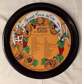 VECCHIO VASSOIO METALLO VINI PIEMONTESI VINTAGE I
