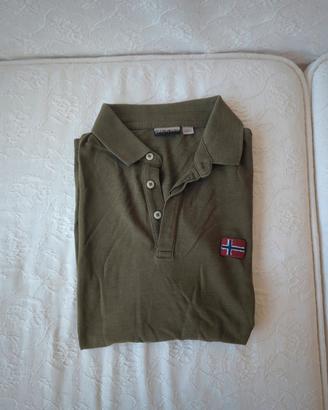 Polo Napapijri Verde Militare Taglia L Cotone 100%
